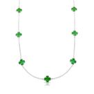 Corrente Chocker em Prata 925 Legítima Trevo Verde Unissex