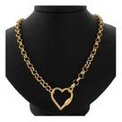 Corrente Choker E Pingente Coração Tendência Folheado A Ouro
