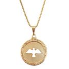 Corrente Colar 60 cm Masculino Pingente Medalha Divino Espírito Santo Vazado Banhado a Ouro 18k