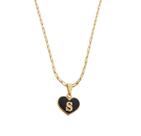 Corrente Colar Cordão Feminino Pingente Coração Paz e Amor Letra Inicial S Personalizado Banhado Em Ouro 18k.