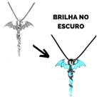 Corrente Colar de Couro Brilha no Escuro Dragão Espada