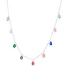 Corrente Colar Feminino Choker Com Pingentes Gotas De Prata 925