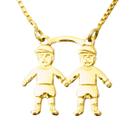 Corrente Colar para Mães Pingente Meninos Filhos Delicadas Banhado a Ouro 18k