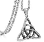 Corrente com Pingente Aço Inox Triquetra Celta Nó Wicca