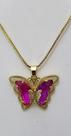 Corrente Com Pingente Borboleta Banhado A Ouro Varias Cores