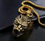 Corrente com Pingente em Aço Inox Lobo Wolf Lobisomem Viking