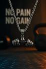 Corrente com Pingente Halter NO PAIN NO GAIN Estilo Fitness