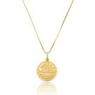Corrente Com Pingente Medalha Deus Te Guie 14 Mm Ouro Amarelo 18 Kl Corrente Com Pingente Medalha Deus Te Guie 14 Mm Ouro Amarelo 18 Kl