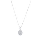 Corrente Com Pingente Rosa Mistica Oval Prata 925 Kl