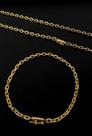 Corrente com pulseira cadeado 3mm banhados a ouro 18k