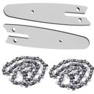 Corrente Com Sabre Kit 2 Placa Guia Mini Motosserra Reposiçao Ferramenta 14 Dentes 4 Polegadas Corta Madeira Bambu Serrinha Portatil Resistente