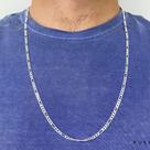 Corrente Cordão 3x1 Banhado Prata 925 Masculina 70cm 3mm