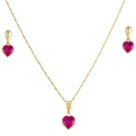 Corrente Cordão 60cm + Pingente + Brincos Em Ouro 18k 750