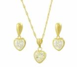 Corrente Cordão 60cm + Pingente + Brincos Em Ouro 18k 750