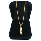 Corrente Cordão Colar Veneziana Masculino 60 cm Pingente Figa da Sorte Semijoia Folheada a Ouro 18k