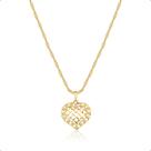 Corrente Cordão Feminino 45cm Ouro 18k Com Pingente Coração