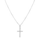 Corrente Cordão Fina 70cm Cruz Banhada Prata 925 Legítima