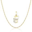 Corrente Cordão Ouro 18k Com Pingente Gatinha