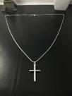Corrente Cordão Prata Maciça 925 C/ Pingente Crucifixo 70cm