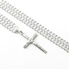 Corrente Cordão Prata Maciça 925 Grumet Flat 60 Cm Crucifixo Corrente Cordão Prata Maciça 925 Grumet Flat 60 Cm Crucifixo