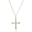 Corrente Cordão Prata Masculina 925 60cm Fina Ping Crucifixo