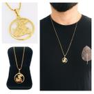 Corrente Cordão Veneziana 60 cm Masculina Pingente São Jorge Proteção Banhado a Ouro 18k