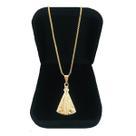 Corrente Cordão Veneziana 60 cm Pingente Nossa Senhora Aparecida Banhado a Ouro 18k