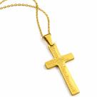 Corrente Cruz Banhado Ouro 18k 50cm Pai Nosso Oração Luxo Premium Alta Qualidade Religiosa Reza
