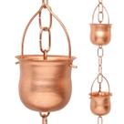 Corrente de chuva, sinos e copos decorativos de cobre marrgon com 90 cm de comprimento