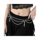Corrente De Cintura Prateada Multicamadas Com Borlas De Metal Estilo Punk Para Mulheres, Joia De
