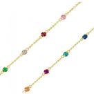 Corrente de Ouro 18K Elo Português com Zircônias Coloridas