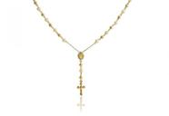 Corrente de Ouro 18K Terço com bolinha e Pérolas 45cm