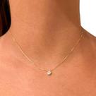 Corrente de Ouro 18k Veneziana 40cm com Pingente Ponto De Luz Zircônia 5mm Colar Cordão Gargantilha Feminina
