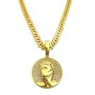 Corrente de Ouro 24k Grumet 7mm 70cm Pingente Medalha Real 3D Banhada a Ouro Corrente de Ouro 24k Grumet 7mm 70cm Pingente Medalha Real 3D Banhada a Ouro