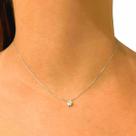Corrente de Ouro Branco 18k Veneziana 40cm com Pingente Ponto De Luz Zircônia 5mm Colar Cordão Gargantilha Feminina