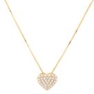 Corrente De Ouro Feminina Veneziana 45cm Com Pingente Coração Cravejado 18k