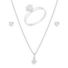 Corrente De Prata 925 Feminina 45cm Conjunto Brinco Anel Pingente De Zircônia Corrente De Prata 925 Feminina 45cm Conjunto Brinco Anel Pingente De Zircônia