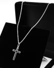 Corrente De Prata 925 Masculina 70cm Pingente Cruz Crucifixo