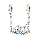 Corrente De Segurança Feminina Em Prata Esterlina 925 Com Estrelas E Luas Para Pulseira De 3mm,