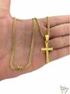 Corrente E Pingente 3mm Grumet Lacraia Banhado A Ouro 70cm
