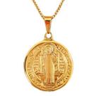 Corrente e Pingente Medalha de São Bento Dupla Face Feminina Banhado a Ouro 18k Corrente e Pingente Medalha de São Bento Dupla Face Feminina Banhado a Ouro 18k