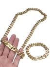 Corrente e Pulseira Banhado a Ouro 18k Modelo PitBull 12mm Corrente e Pulseira Banhado a Ouro 18k Modelo PitBull 12mm