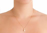 Corrente Feminina 45cm E Pingente Pérola Biwa Ouro 18k 750