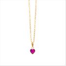 Corrente Feminina Bailarina Ouro 18 K 750 45cm Pingente Coração rosa escuro