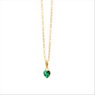 Corrente Feminina Bailarina Ouro 18 K 750 45cm Pingente Coração verde
