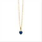 Corrente Feminina Bailarina Ouro 18 K 750 50cm Pingente Coração azul