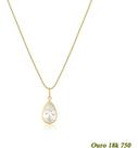 Corrente Feminina em ouro 18K 750 40cm E Pingente Zircônia Gota Branco