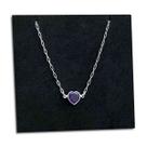 Corrente Feminina Pingente Coração Zircônia Roxo Prata 925