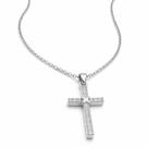 Corrente Feminina Prata Cruz Cravejada 51cm Elegante Presente Luxo Colar