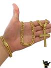 Corrente Friso 8mm + Pulseira + Pingente - Banhado a Ouro